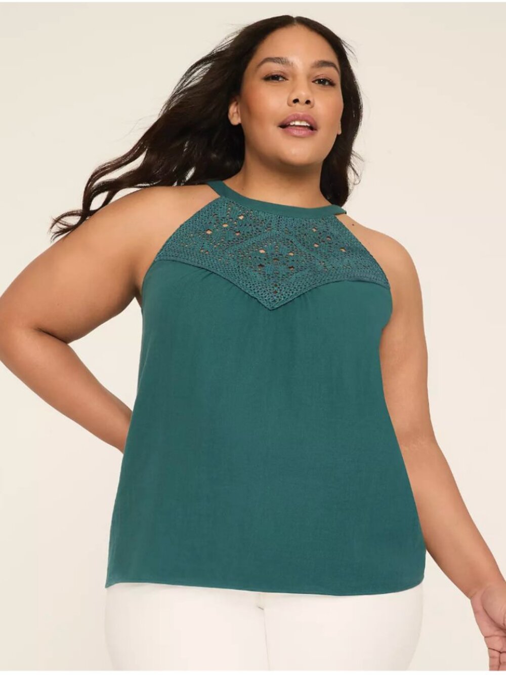 Lane Bryant Crochet topped Halter